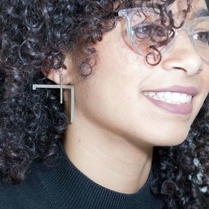 cua _ metal 3d printed asymmetrical earrings